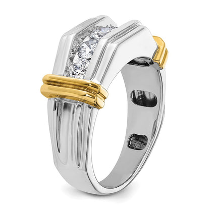 14K Bicolor-Gold Herren-Ring mit 1 ct. Diamant