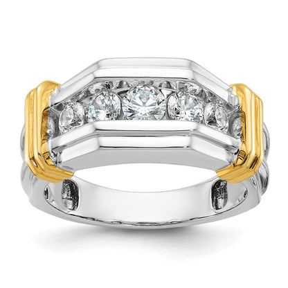 14K Bicolor-Gold Herren-Ring mit 1 ct. Diamant