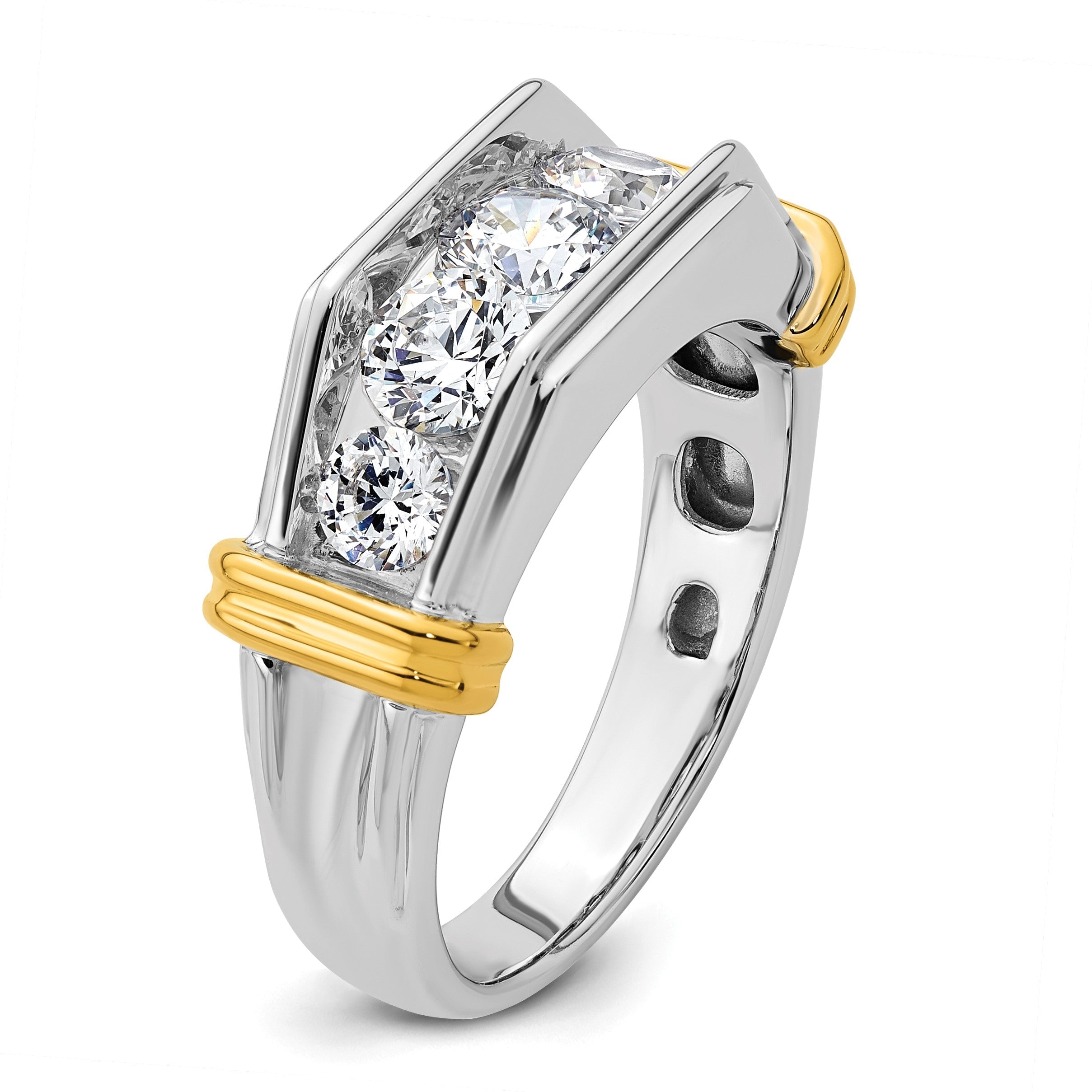14K Bicolor-Gold Herren-Ring mit 2 ct. Diamant