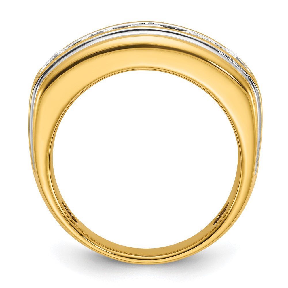 14K Gelbgold und Rhodium mit Weißrhodium Herren-Diamantring mit 3K, komplett besetzt