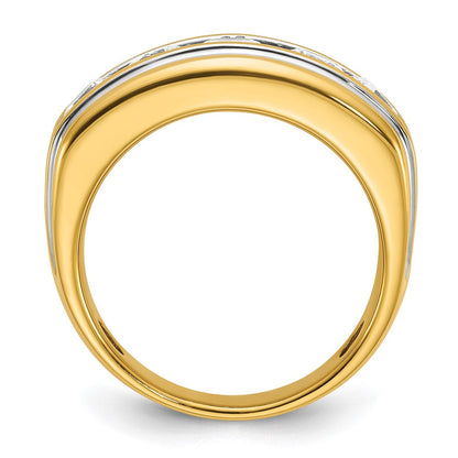 14K Gelbgold und Rhodium mit Weißrhodium Herren-Diamantring mit 3K, komplett besetzt