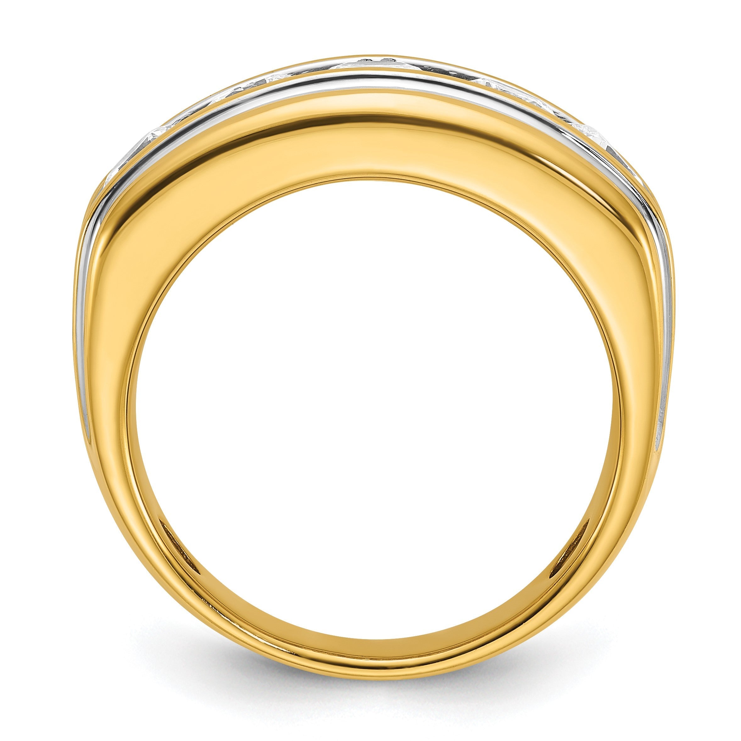 14K Gelb- & Rhodiumgold mit Weißgold, 3 ct. Laborgezüchteter Diamant VS/SI+ G+, komplett polierter Herrenring