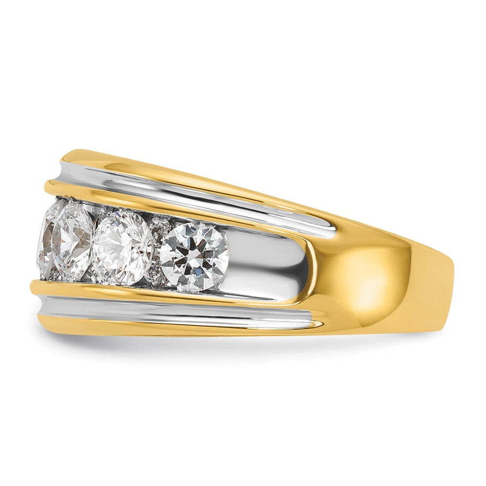 14K Gelbgold und Rhodium mit Weißrhodium Herren-Diamantring mit 3K, komplett besetzt