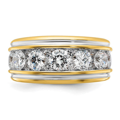 14K Gelbgold und Rhodium mit Weißrhodium Herren-Diamantring mit 3K, komplett besetzt