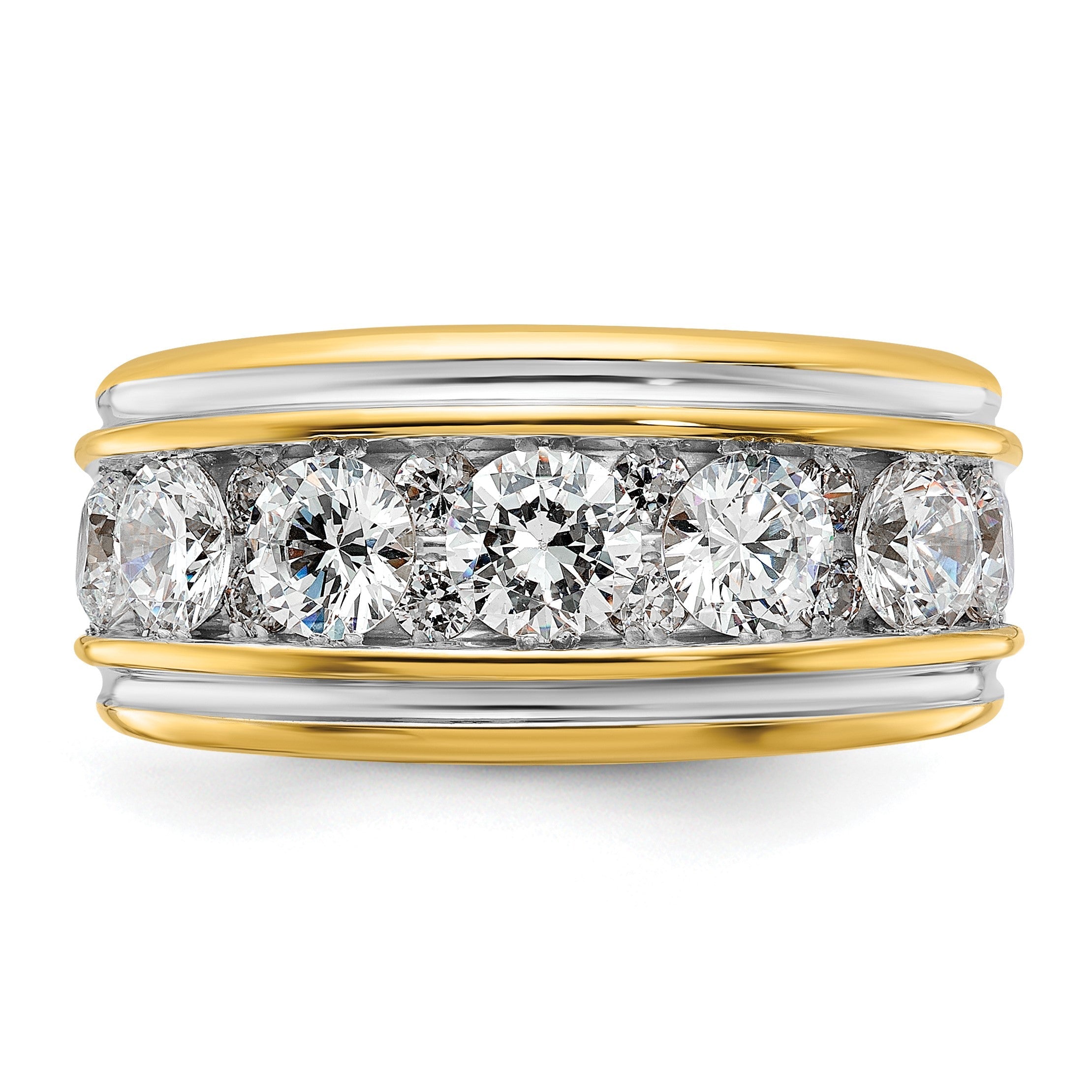14K Gelb- & Rhodiumgold mit Weißgold, 3 ct. Laborgezüchteter Diamant VS/SI+ G+, komplett polierter Herrenring