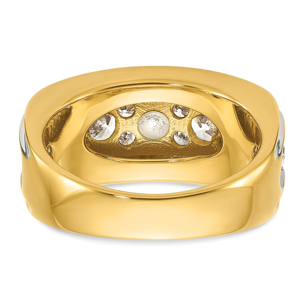 14K Gelbgold und Rhodium mit Weißrhodium Herren-Diamantring mit 3K, komplett besetzt