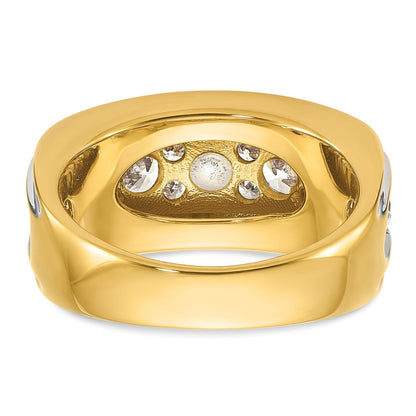 14K Gelbgold und Rhodium mit Weißrhodium Herren-Diamantring mit 3K, komplett besetzt