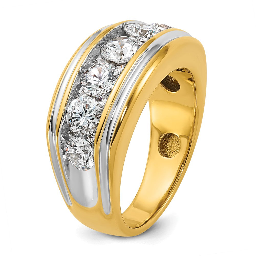 14K Gelbgold und Rhodium mit Weißrhodium Herren-Diamantring mit 3K, komplett besetzt
