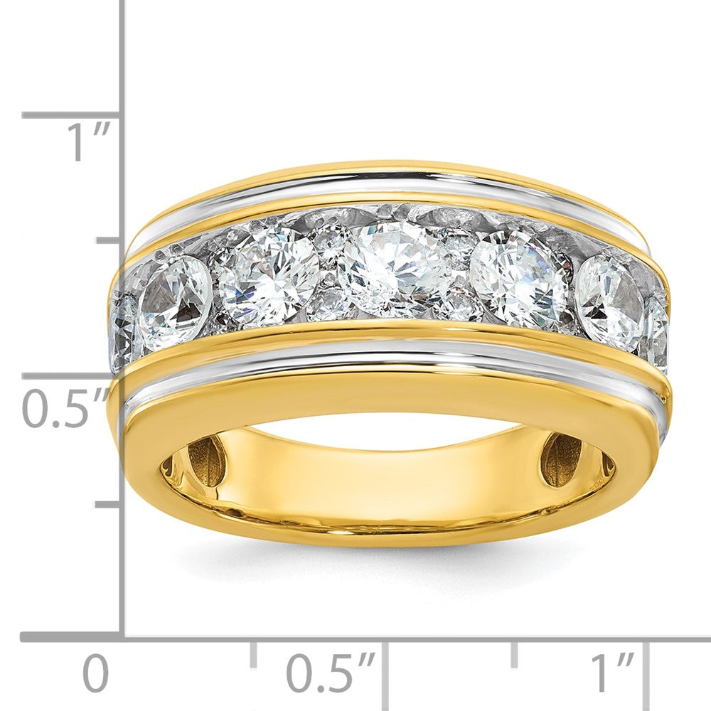 14K Gelbgold und Rhodium mit Weißrhodium Herren-Diamantring mit 3K, komplett besetzt