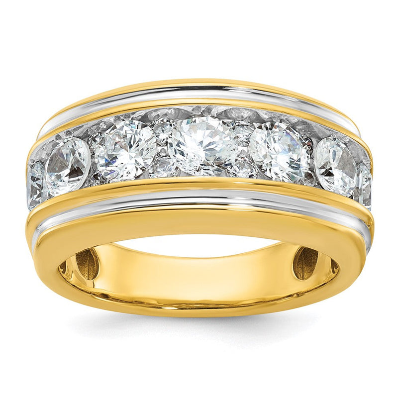 14K Gelb- & Rhodiumgold mit Weißgold, 3 ct. Laborgezüchteter Diamant VS/SI+ G+, komplett polierter Herrenring
