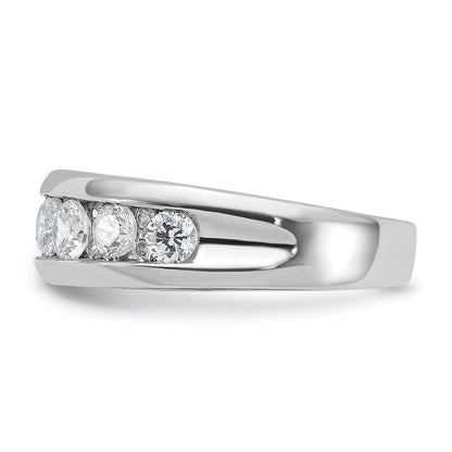 14K Weißgold Ring mit 1 ct. Laborgezüchteten Diamanten, VS/SI+ G+, sieben Steinen, poliert, Herren