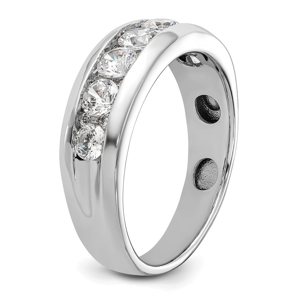 14K Weißgold Ring mit 1 ct. Laborgezüchteten Diamanten, VS/SI+ G+, sieben Steinen, poliert, Herren