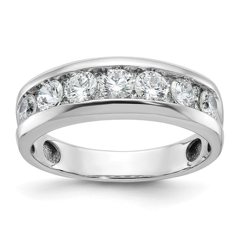 14K Weißgold Ring mit 1 ct. Laborgezüchteten Diamanten, VS/SI+ G+, sieben Steinen, poliert, Herren