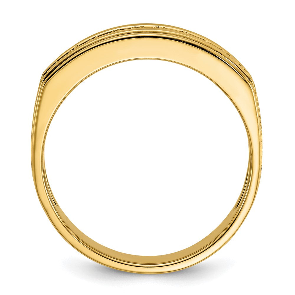 14K Gelbgold Herren-Ring poliert und satiniert mit 0,5K Diamant komplett