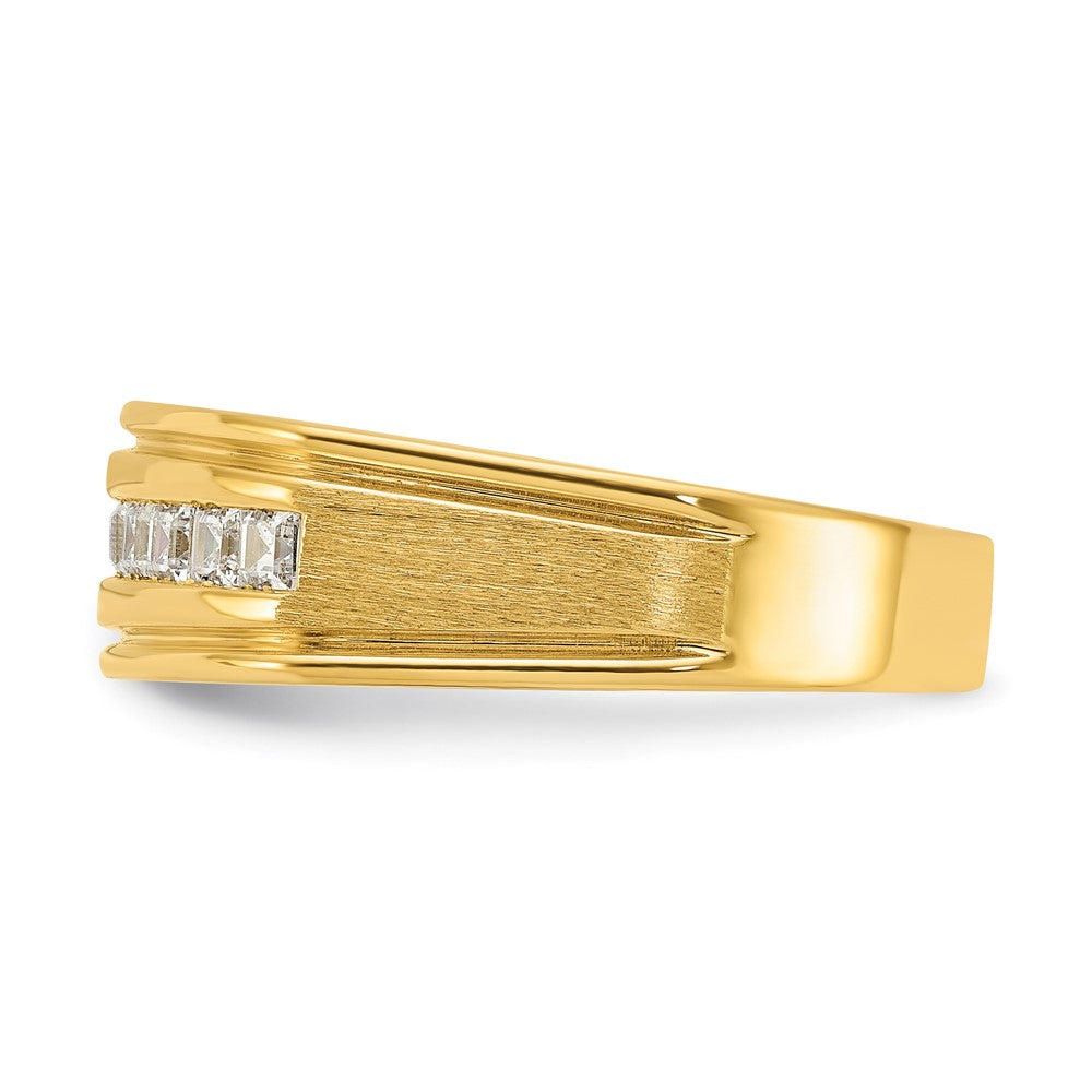 14K Gelbgold Herren-Ring poliert und satiniert mit 0,5K Diamant komplett