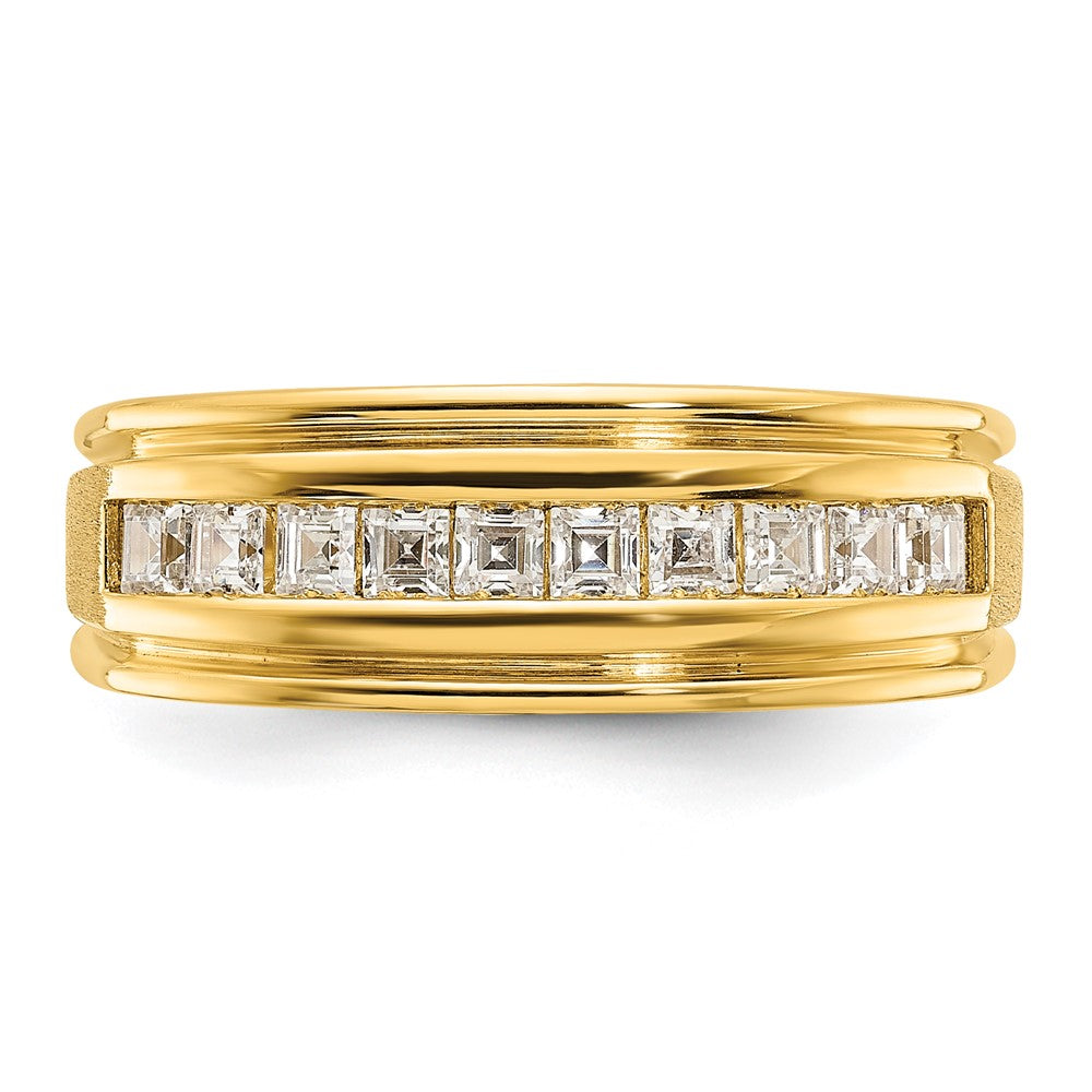 14K Gelbgold Herren-Ring poliert und satiniert mit 0,5K Diamant komplett