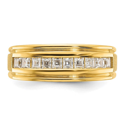 14K Gelbgold Herren-Ring poliert und satiniert mit 0,5K Diamant komplett