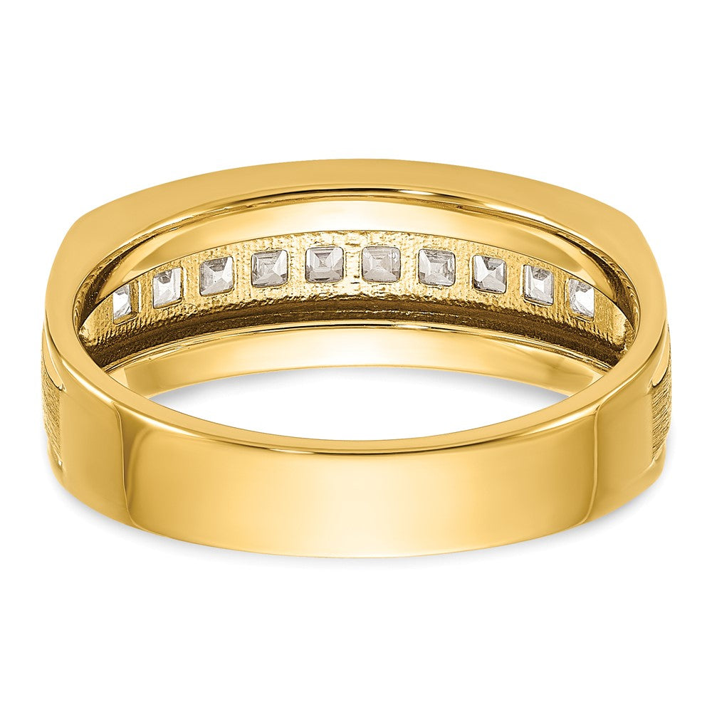 14K Gelbgold Herren-Ring poliert und satiniert mit 0,5K Diamant komplett