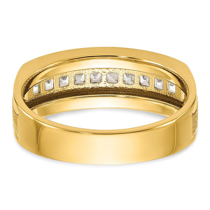 14K Gelbgold Herren-Ring poliert und satiniert mit 0,5K Diamant komplett