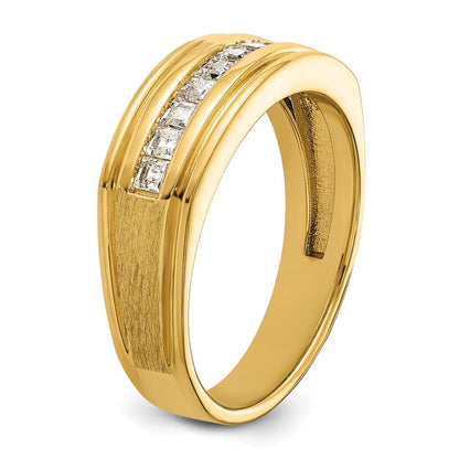 14K Gelbgold Herren-Ring poliert und satiniert mit 0,5K Diamant komplett
