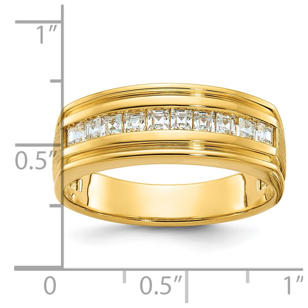 14K Gelbgold Herren-Ring poliert und satiniert mit 0,5K Diamant komplett