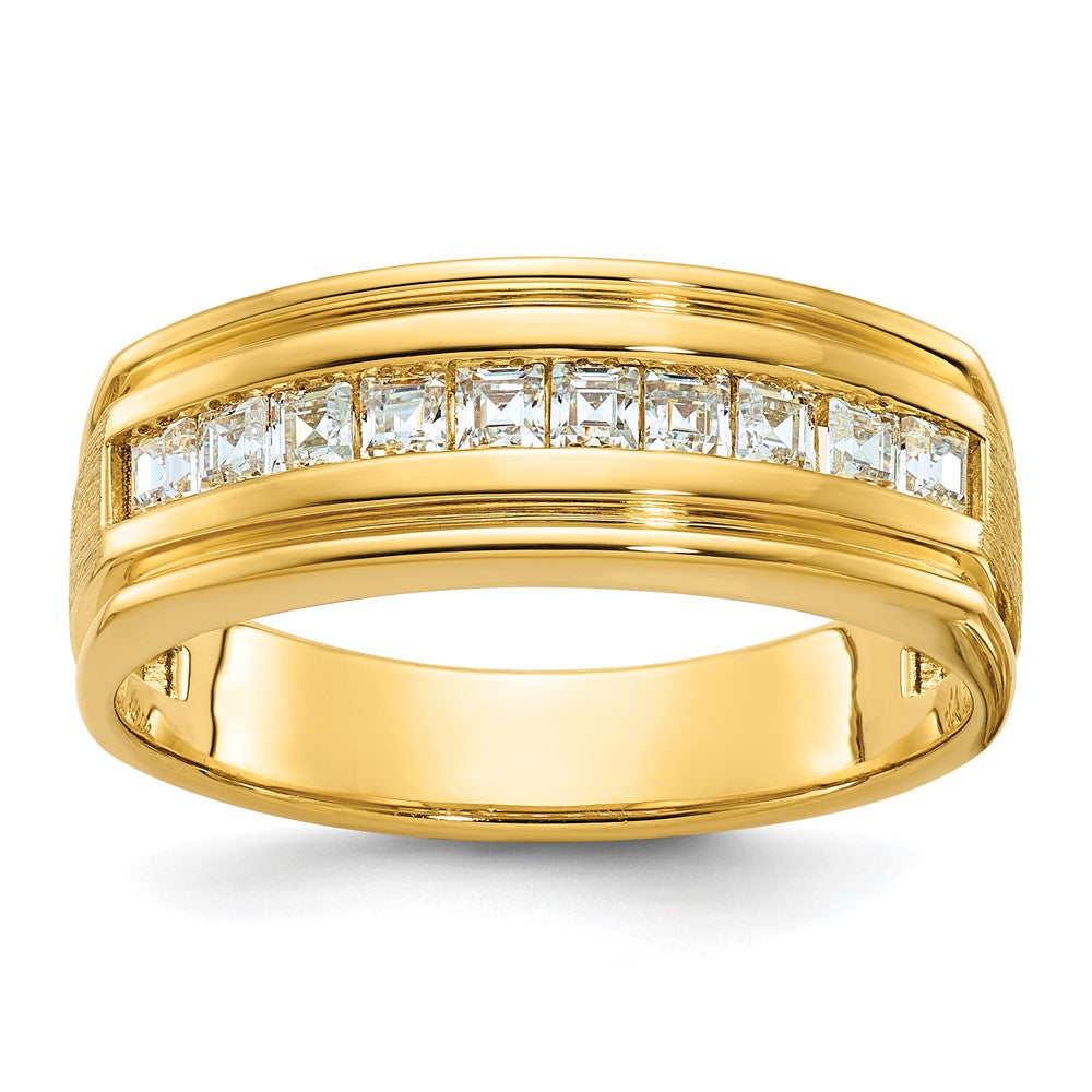 14K Gelbgold Herren-Ring poliert und satiniert mit 0,5K Diamant komplett