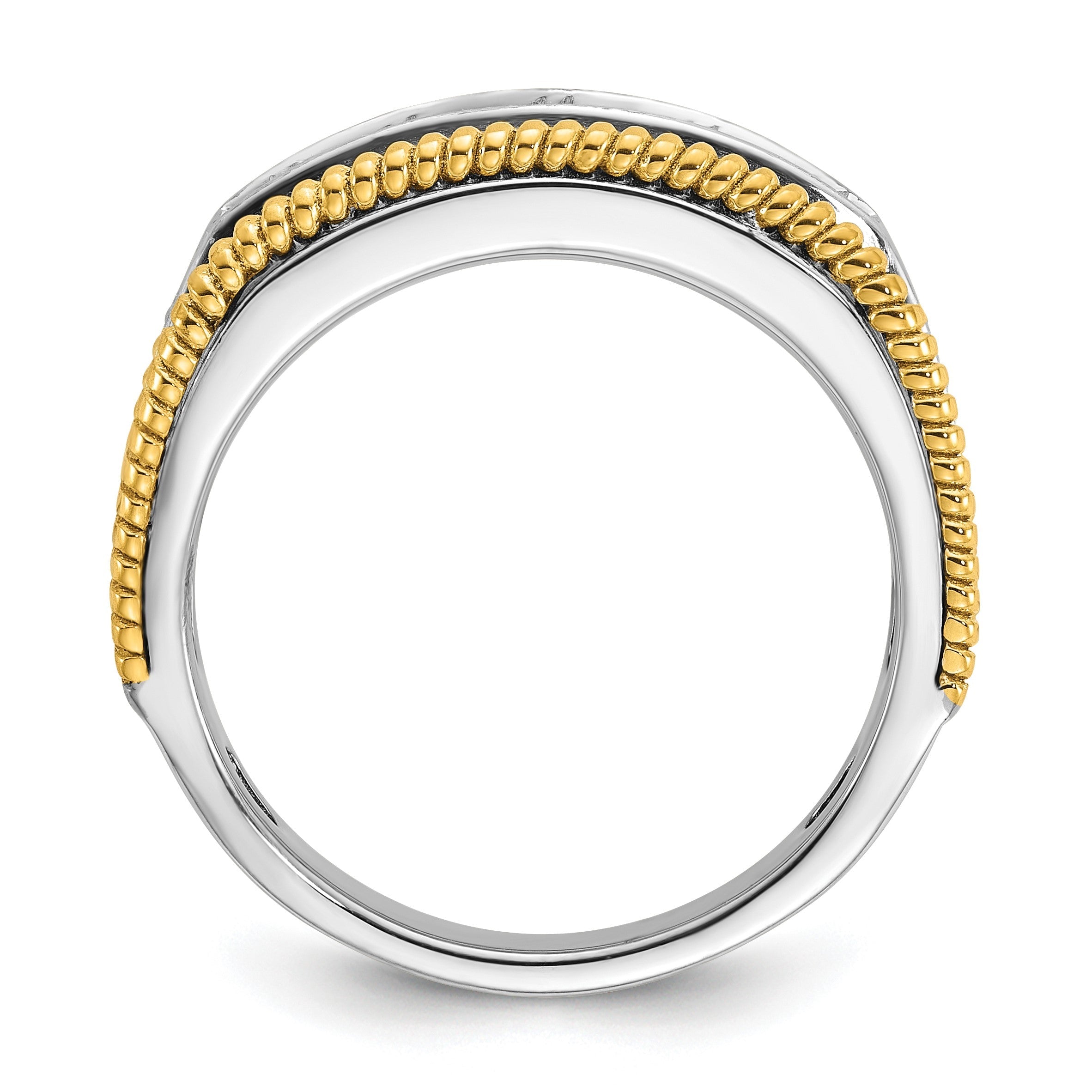 14K Bicolor Ring mit 1 ct. im Labor gezüchteten Diamanten, VS/SI+, G+, Fünf-Steine, poliert, satiniert und texturiert, für Herren
