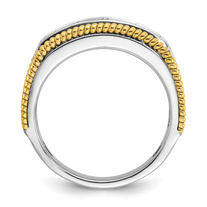 14K Bicolor Ring mit 1 ct. im Labor gezüchteten Diamanten, VS/SI+, G+, Fünf-Steine, poliert, satiniert und texturiert, für Herren