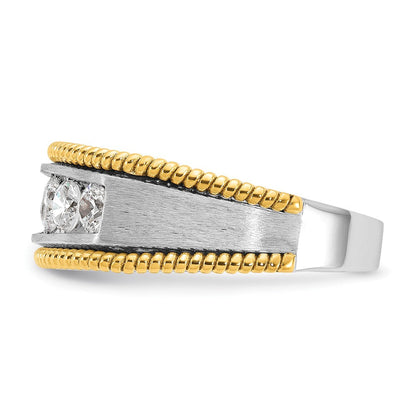14K Bicolor Ring mit 1 ct. im Labor gezüchteten Diamanten, VS/SI+, G+, Fünf-Steine, poliert, satiniert und texturiert, für Herren