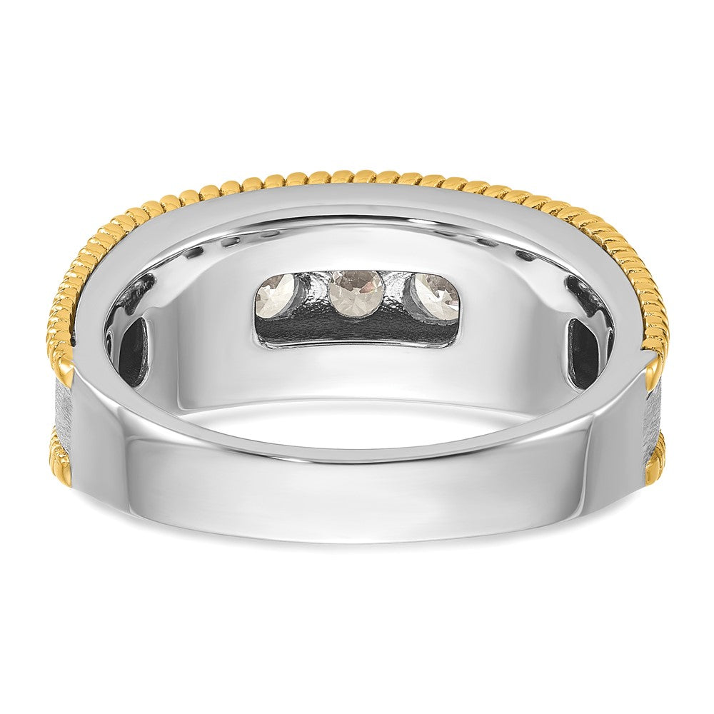 14K Bicolor Ring mit 1 ct. im Labor gezüchteten Diamanten, VS/SI+, G+, Fünf-Steine, poliert, satiniert und texturiert, für Herren