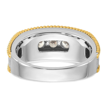 14K Bicolor Ring mit 1 ct. im Labor gezüchteten Diamanten, VS/SI+, G+, Fünf-Steine, poliert, satiniert und texturiert, für Herren