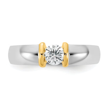 14K Bicolor Ibgoodman 1/2 Karat Im Labor Gezüchtet Diamant Vs/si+ G+ Komplett Herren Ehering