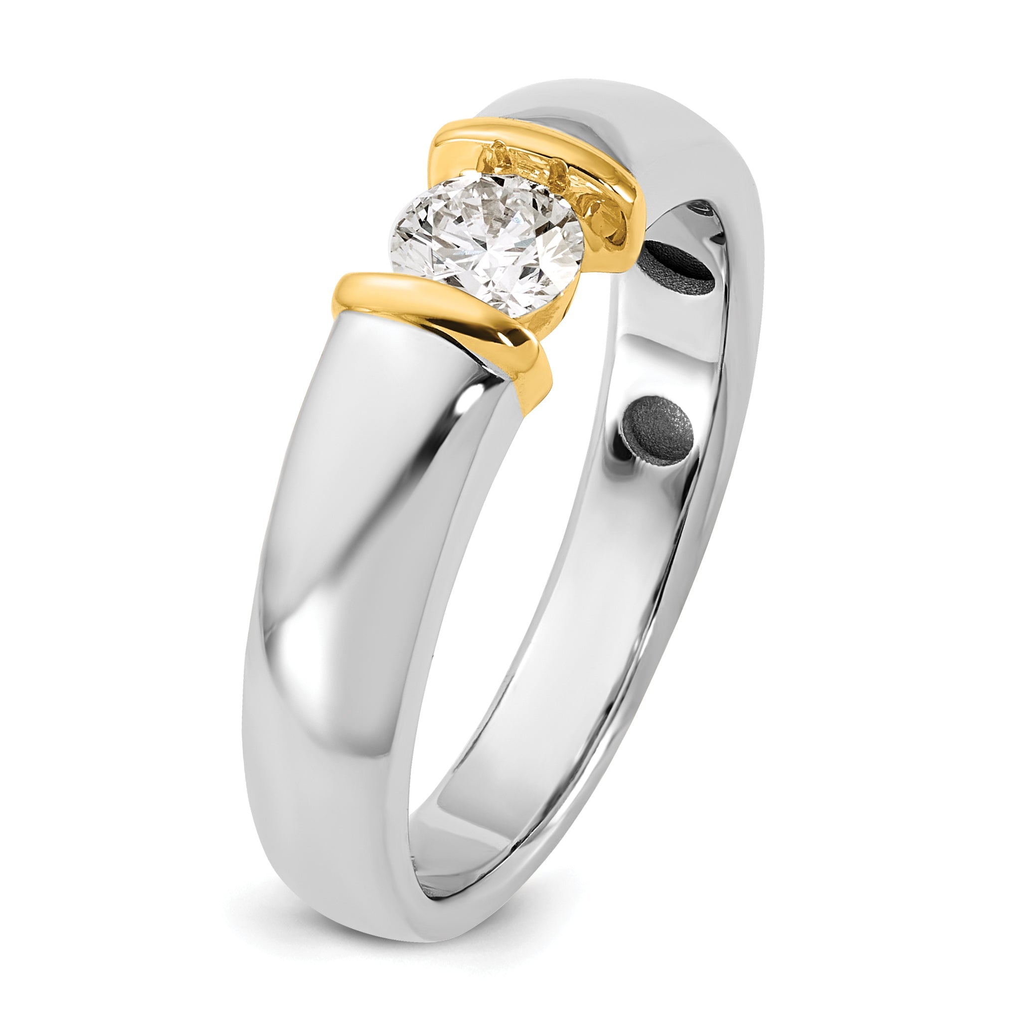 14K Bicolor Ibgoodman 1/2 Karat Im Labor Gezüchtet Diamant Vs/si+ G+ Komplett Herren Ehering