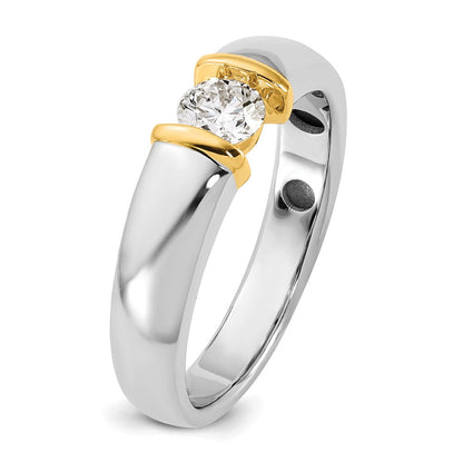 14K Bicolor Gold.5ct Herren Ehering Ring
