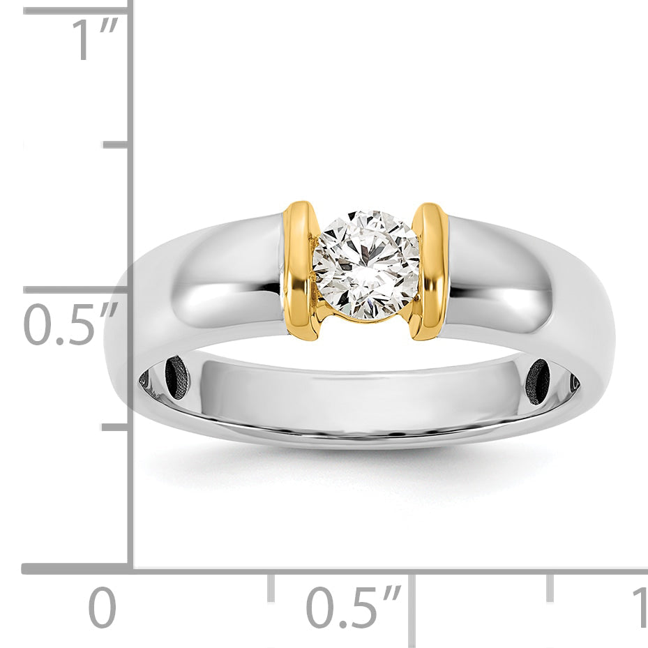 14K Bicolor Ibgoodman 1/2 Karat Im Labor Gezüchtet Diamant Vs/si+ G+ Komplett Herren Ehering