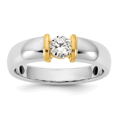 14K Bicolor Ibgoodman 1/2 Karat Im Labor Gezüchtet Diamant Vs/si+ G+ Komplett Herren Ehering