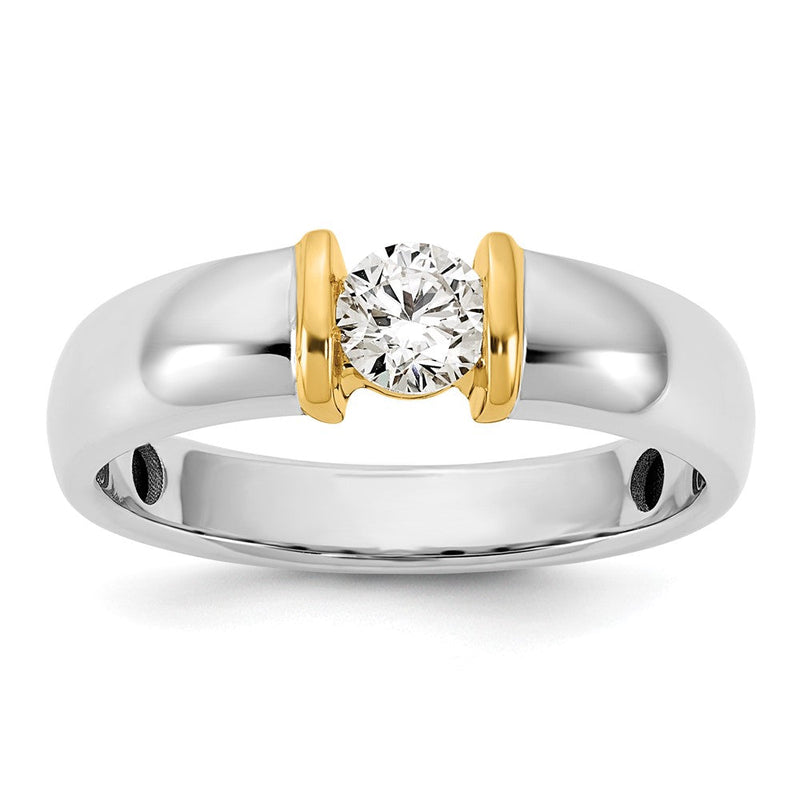 14K Bicolor Gold.5ct Herren Ehering Ring