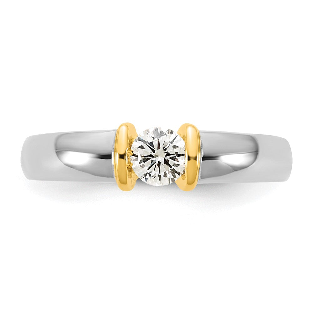14K Bicolor Gold.33ct Damen Diamant Ehering Ring