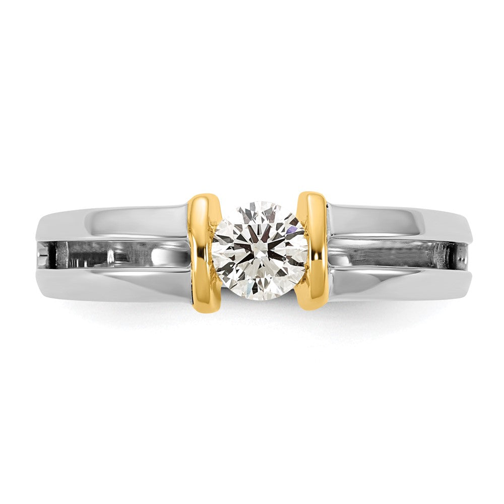 14K Bicolor Ibgoodman 1/2 Karat Im Labor Gezüchtet Diamant Vs/si+ G+ Komplett Herren Ehering