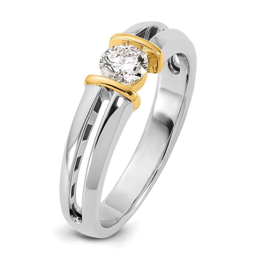 14K Bicolor Gold.5ct Herren Ehering Ring