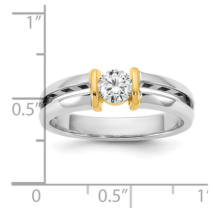 14K Bicolor Gold.5ct Herren Ehering Ring