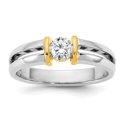 14K Bicolor Ibgoodman 1/2 Karat Im Labor Gezüchtet Diamant Vs/si+ G+ Komplett Herren Ehering