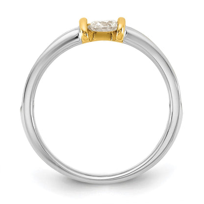 14K Bicolor Gold.33ct Damen Diamant Ehering Ring