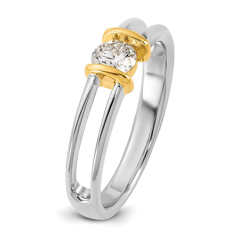 14K Bicolor Gold.33ct Damen Diamant Ehering Ring