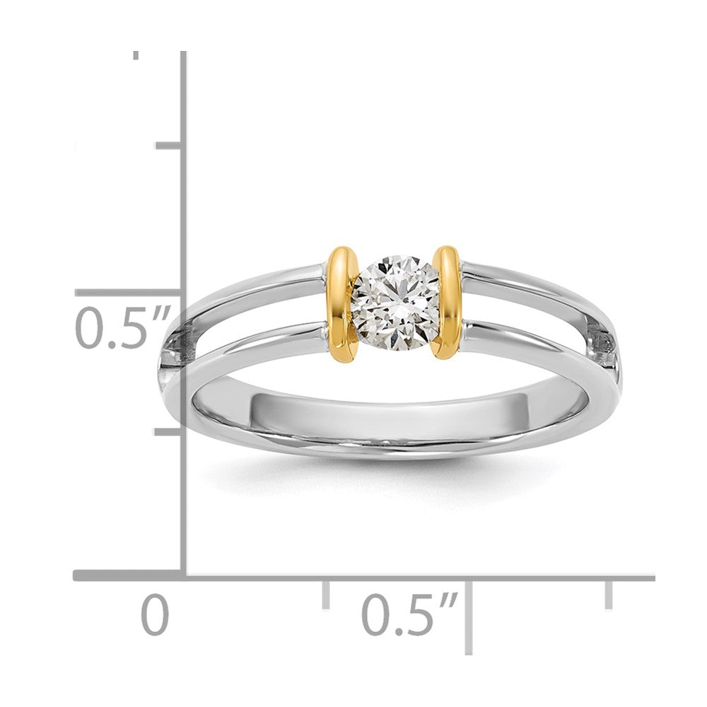 14K Bicolor Gold.33ct Damen Diamant Ehering Ring