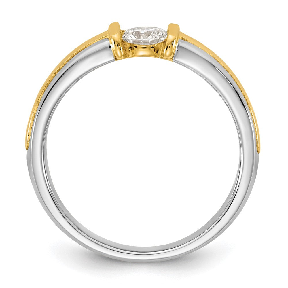 14K Bicolor Gold.33ct Damen Diamant Ehering Ring
