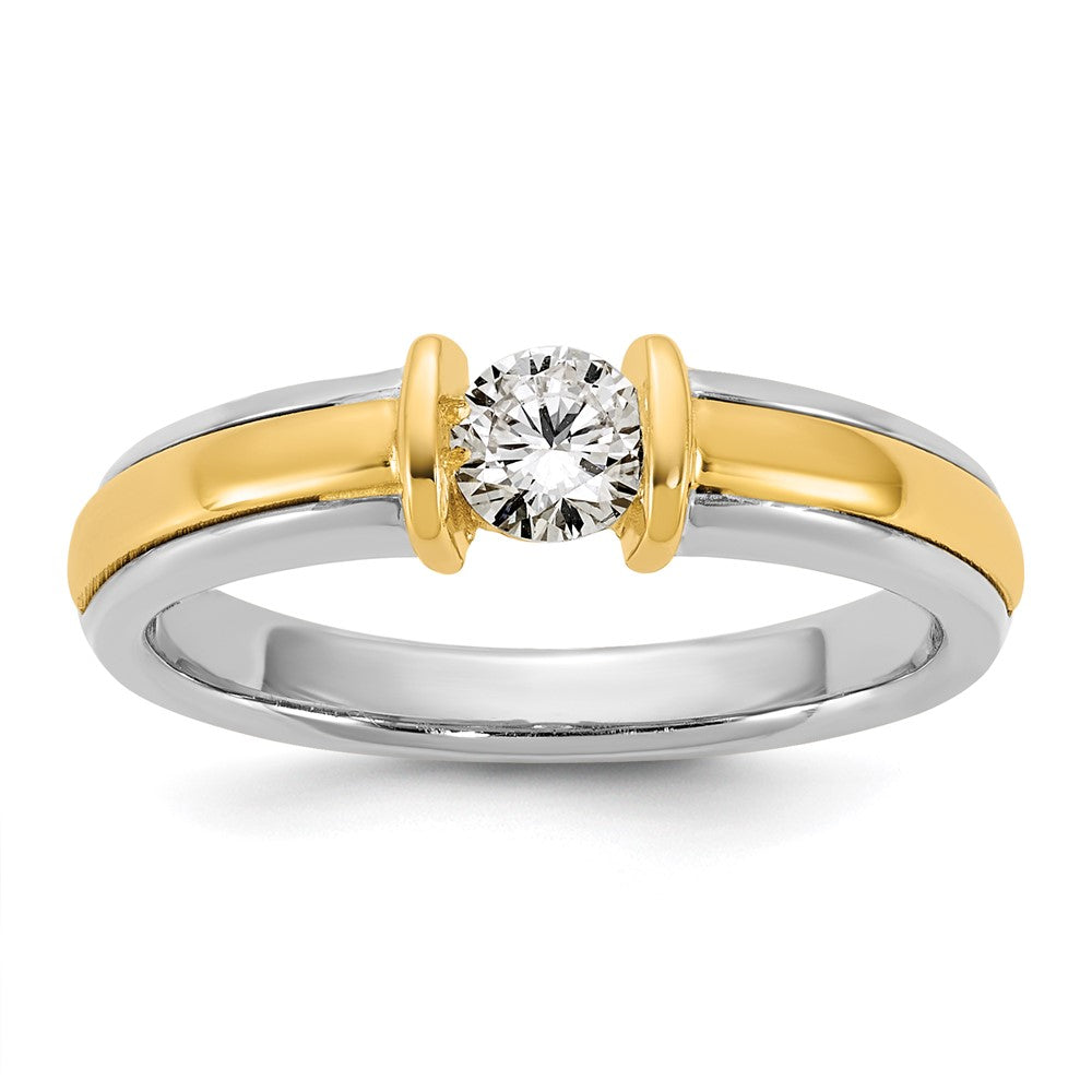 14K Bicolor Gold.33ct Damen Diamant Ehering Ring