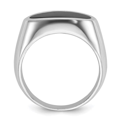 14K Weißgold Herren-Ring mit Onyx im Oval-Schliff, Ost-West-Fassung