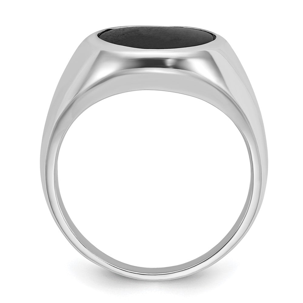 14K Weißgold Herren-Ring mit ovalem Onyx