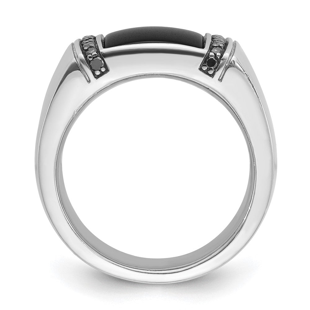 14K Weißgold Herren Onyx und 1/4 Karat Schwarz Diamant Komplett Ring